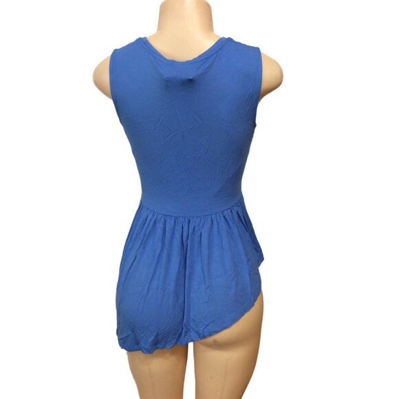 KAARI Blue Sleeveless Top Asymmetrical hem Xsmall(Women’s) Blue Rayon/Spandex - Picture 2 of 3